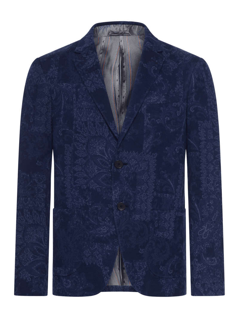 SINGLE-BREASTED JACQUARD COTTON JACKET WITH FLORAL PATTERN - Etro - Man