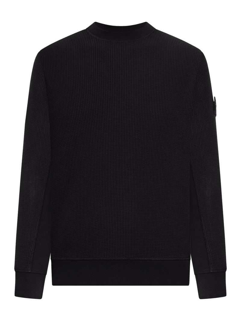 CREW NECK SWEATSHIRT IN ORGANIC COTTON WITH HONEYCOMB WORKMANSHIP - Stone Island - Man
