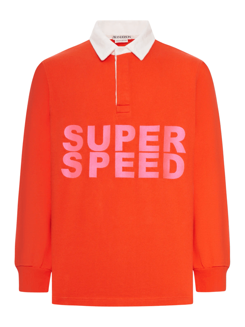 MENS SUPER SPEED RUGBY POLO TOP IN BRIGHT RED - J. w.anderson - Man