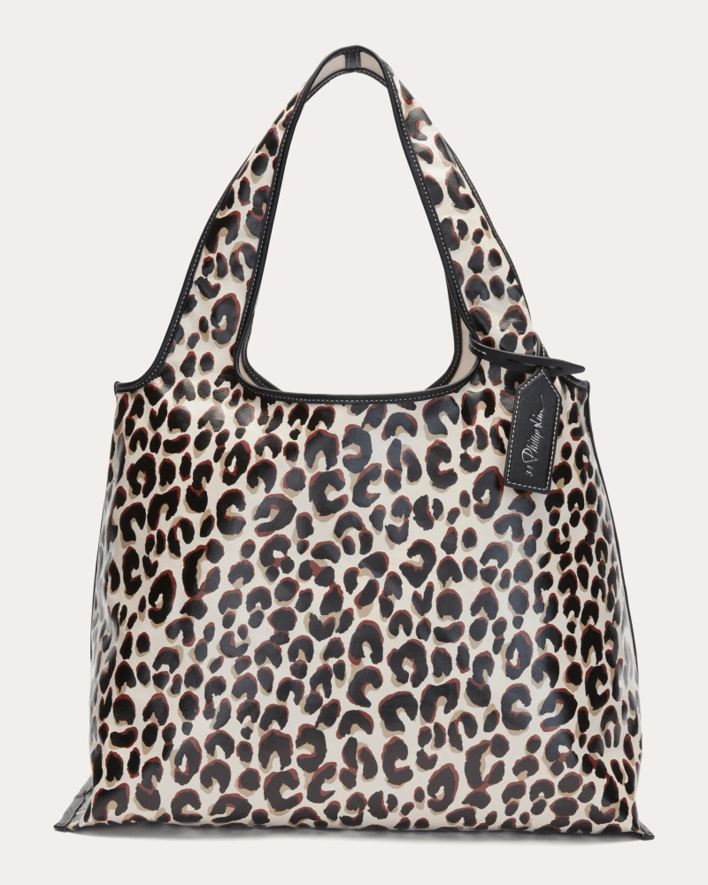 3.1 Phillip Lim Women's Leopard Coated Canvas Market Tote in Neutral Leather/Cotton