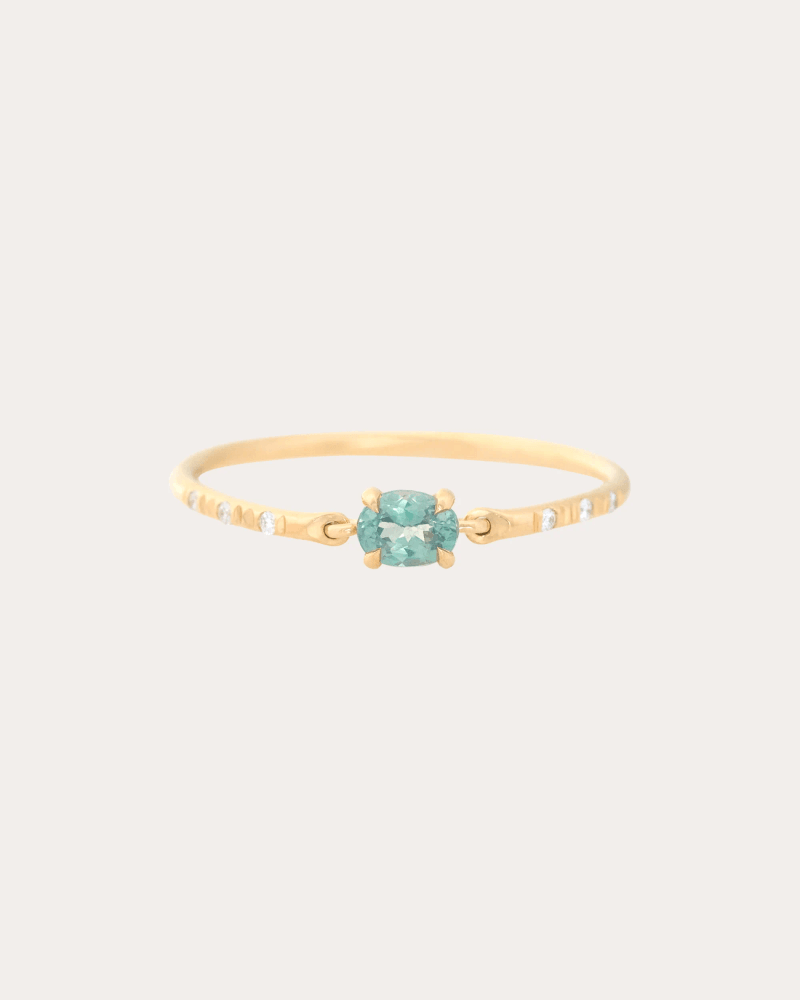 Yi Collection Women's Alexandrite & Diamond Petite Circle Ring in Lake Blue 18K Gold