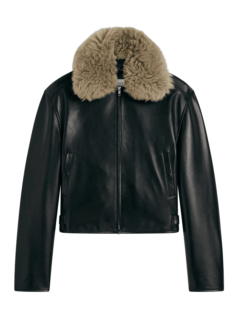 SHORT LEATHER AVIATOR JACKET - Phoebe Philo - Woman