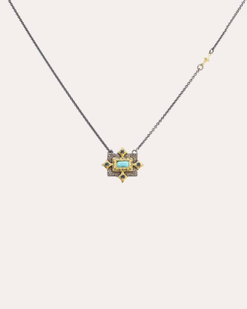 Armenta Women's Turquoise & Topaz Blackened Crivelli Pendant Necklace in Blue 18K Gold