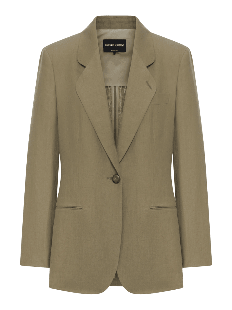 SINGLE-BREASTED LINEN BLAZER - Giorgio Armani - Woman