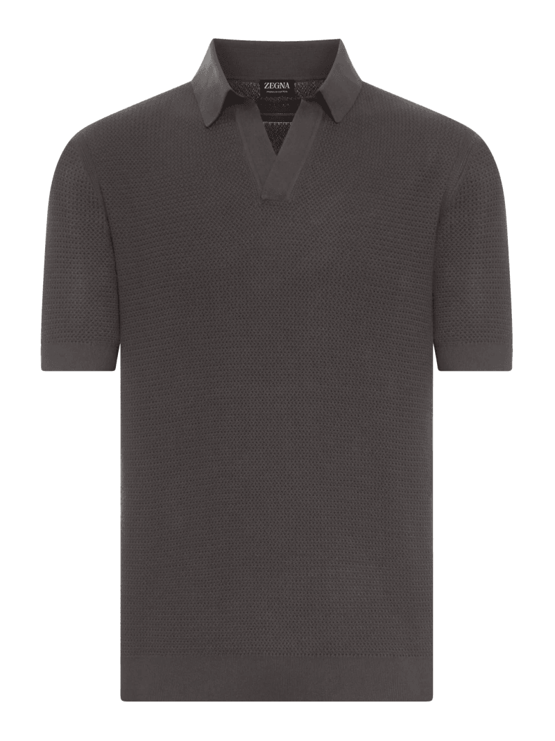 COTTON V-NECK POLO SHIRT - Zegna - Man