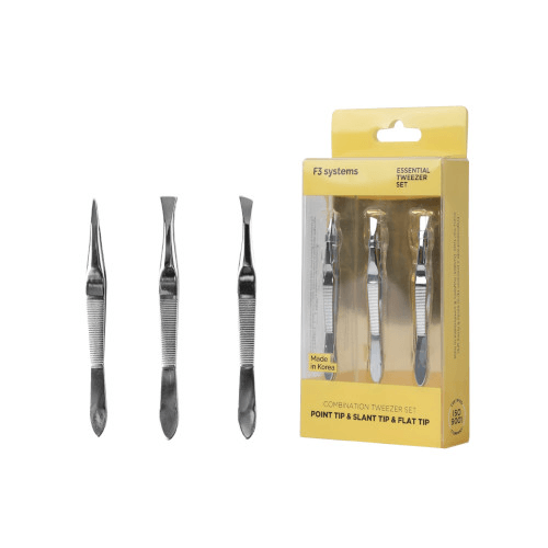 F3 SYSTEMS - Essential Tweezer Set - Point & Slant & Flat - 1set