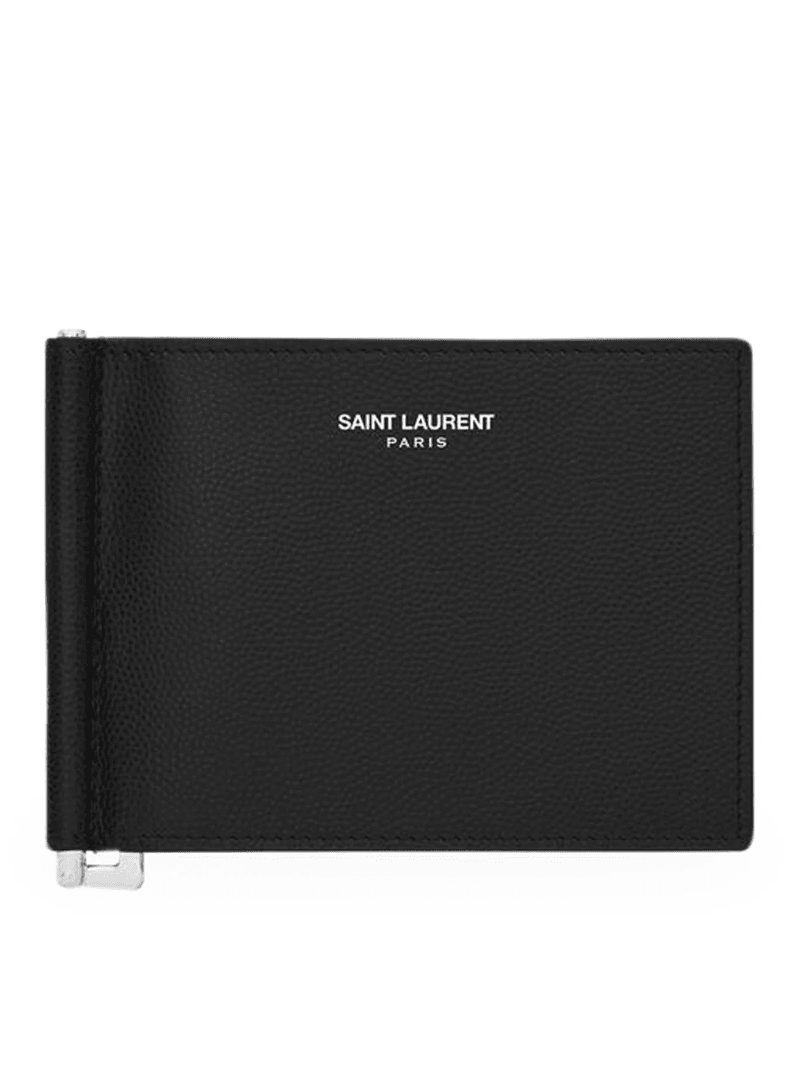 WALLET MONEY CLIP SAINT LAURENT PARIS BLACK TEXTURED LEATHER - Saint Laurent - Man