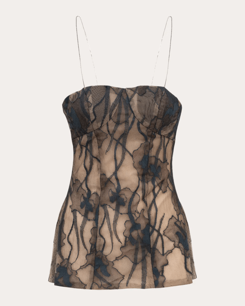byVarga Women's Suzie Floral Lace Bustier Top in Black Cotton/Polyamide