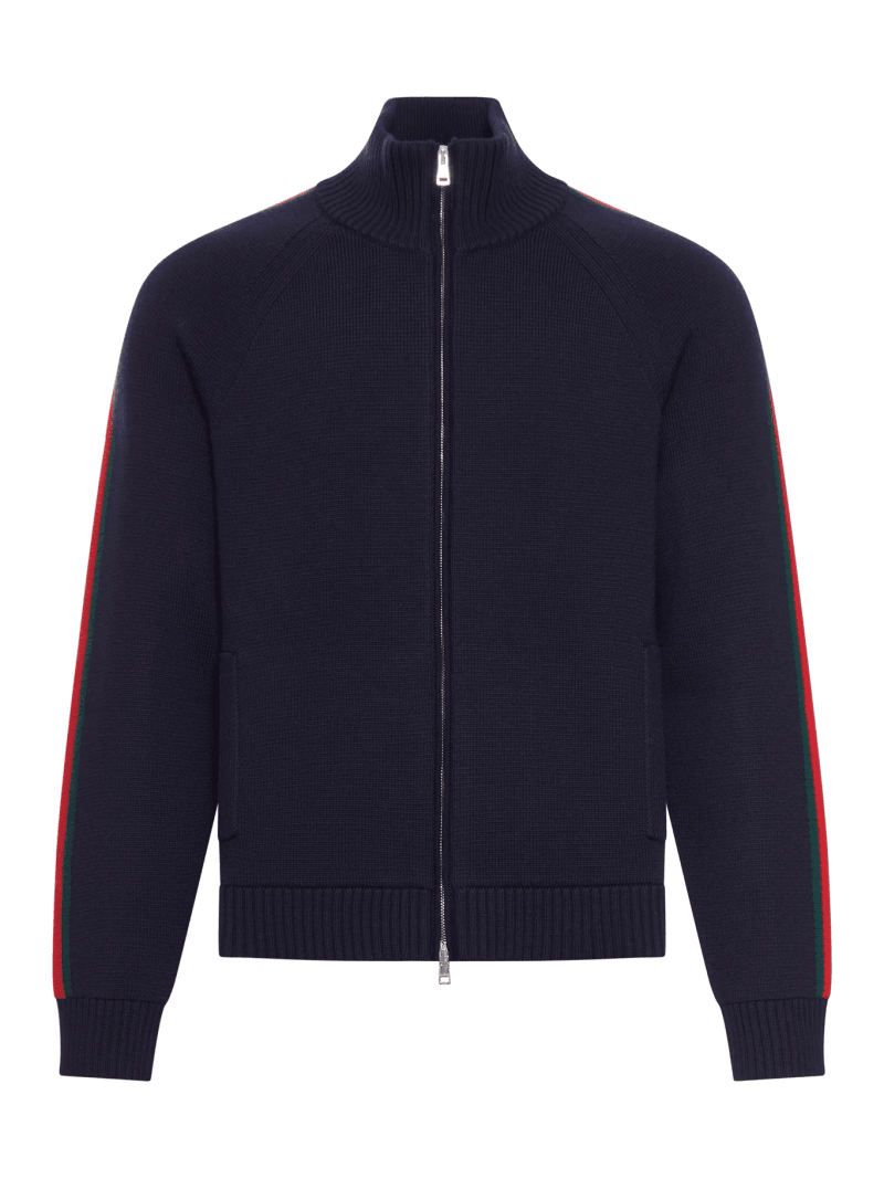 WOOL JACKET WITH ZIP AND SIDE WEB BAND - Gucci - Man