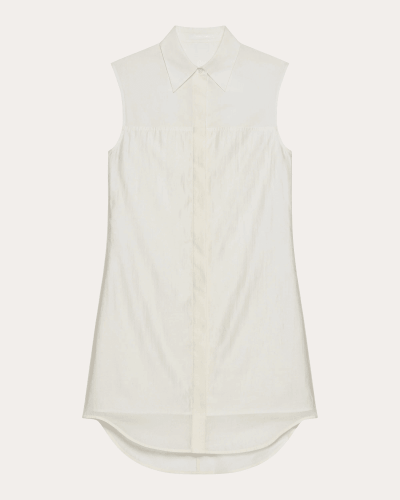 Helmut Lang Women's Cotton Poplin Voile Combo Shirt Dress in White