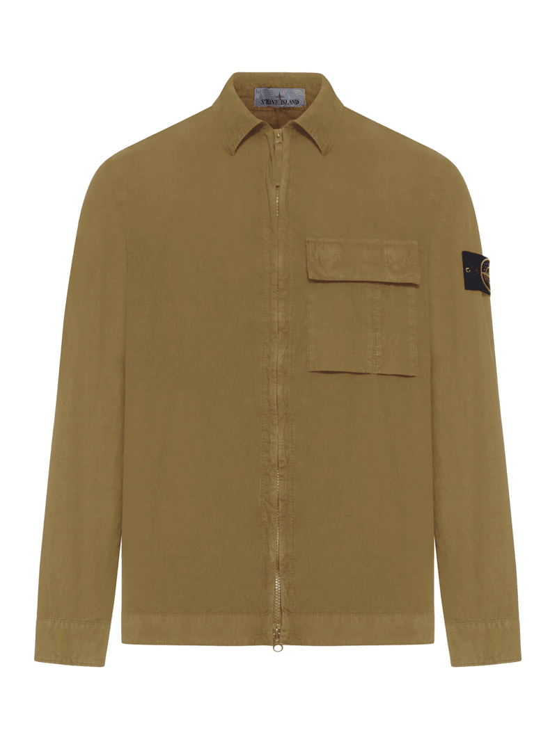 ORGANIC COTTON ZIP-UP OVERSHIRT WITH REMOVABLE BADGE - Stone Island - Man
