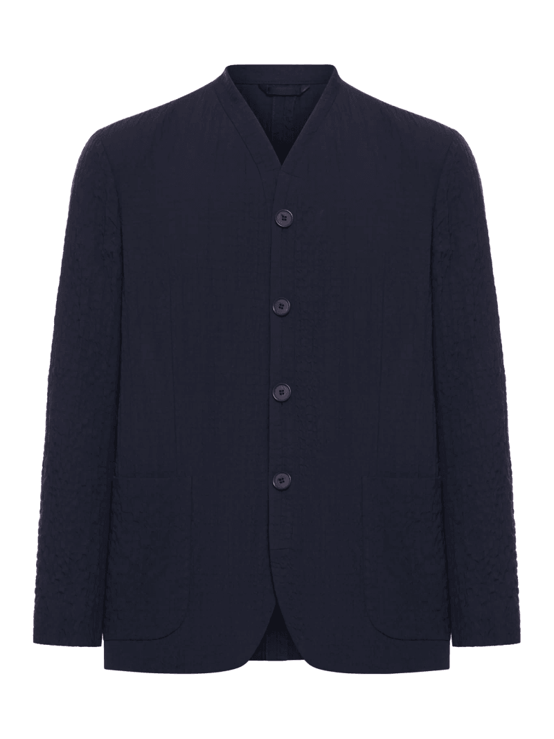 SINGLE-BREASTED JACKET IN LYOCELL AND FROISSÉ SILK - Giorgio Armani - Man