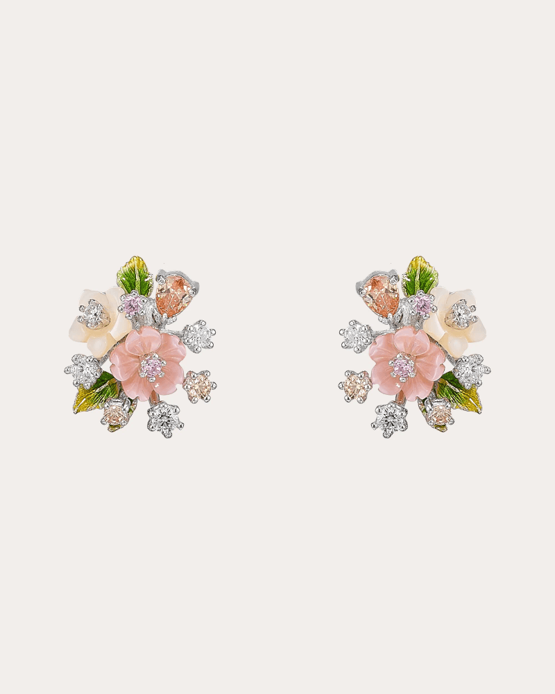 Anabela Chan Women's Diamond Mini Bouquet Stud Earrings in Pink 14K Gold