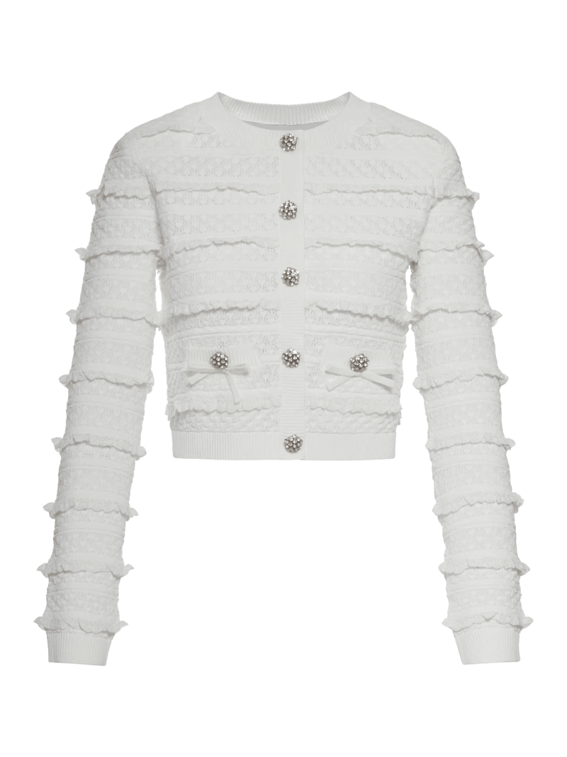 WHITE POINTELLE DIAMANTE CARDIGAN - Self-portrait - Woman