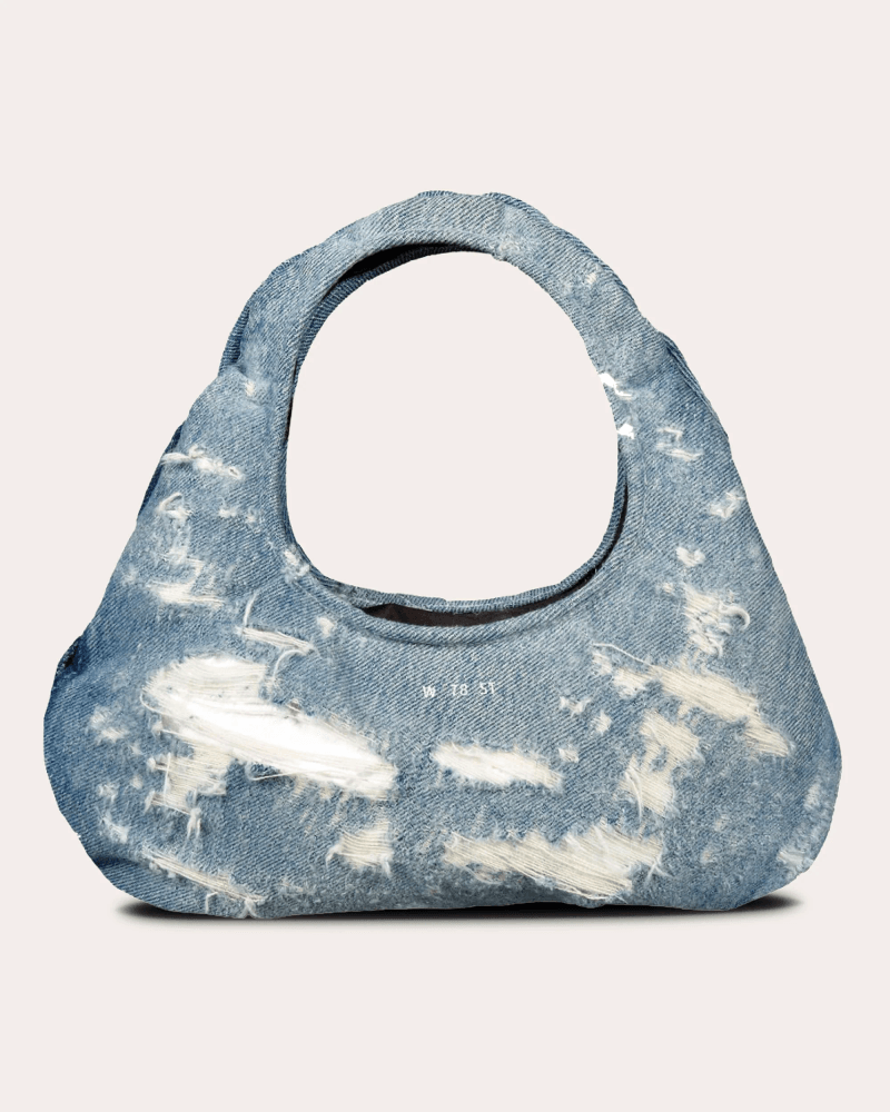 W 78 ST Women's Micro Cloud Distressed Denim Tote Denim/Nylon