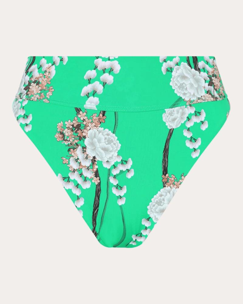Aguaclara Women's Jade High-Rise Bikini Bottoms in Green Elastane/Polyamide