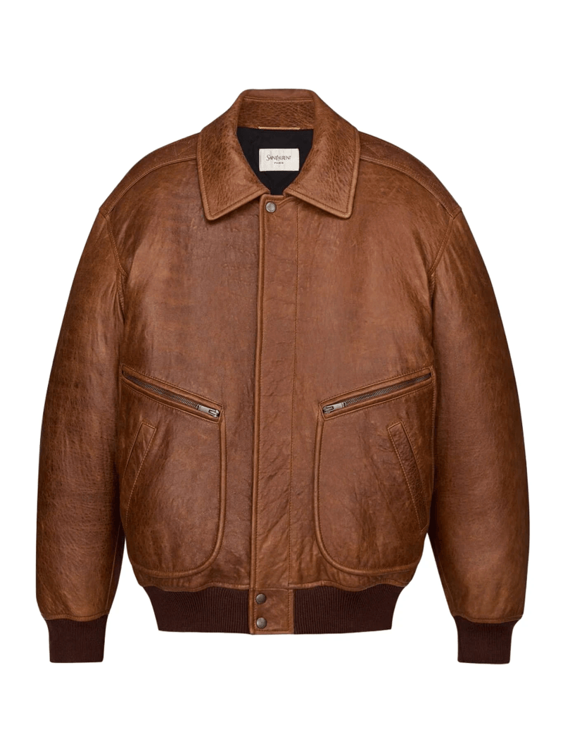 PADDED BOMBER JACKET IN GLOSSY HAMMERED LAMBSKIN - Saint Laurent - Woman