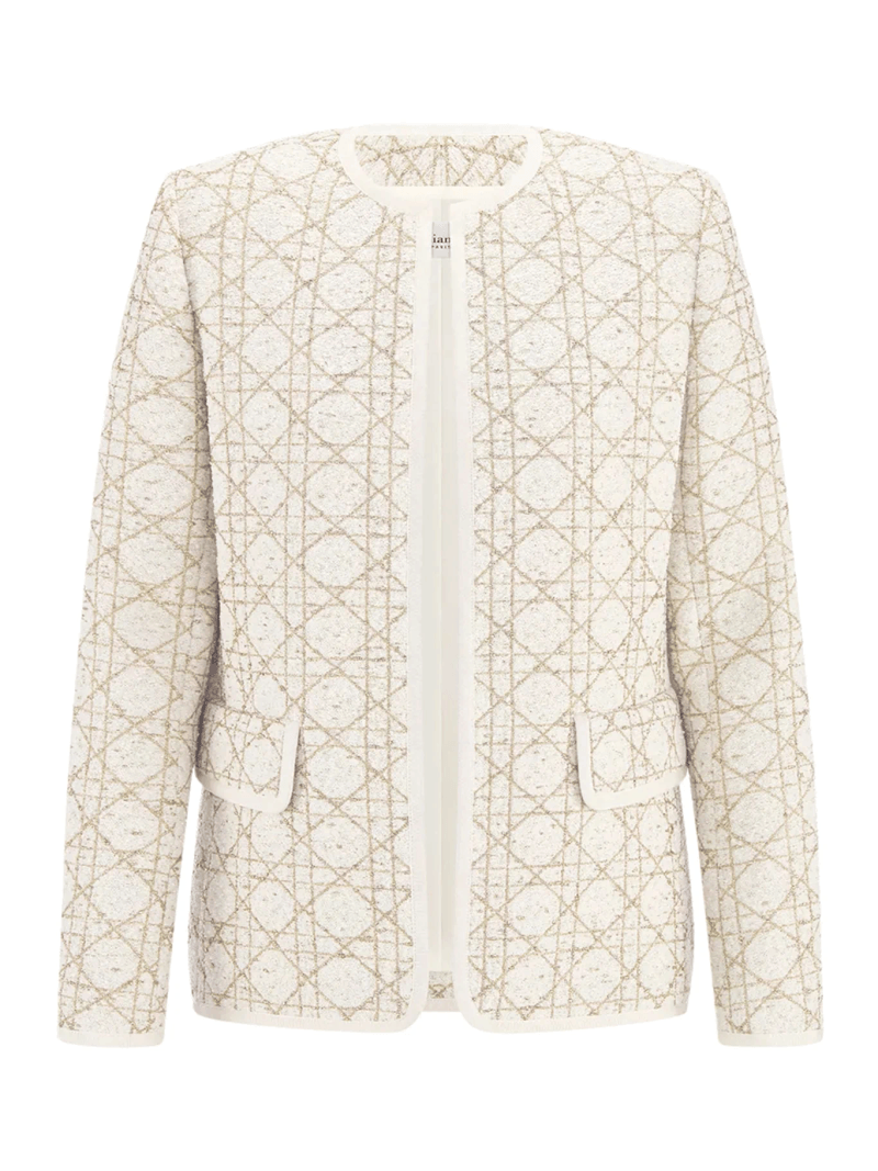 MACROCANNAGE JACKET IN WHITE AND GOLD WOOL BLEND TWEED - Christian Dior - Woman