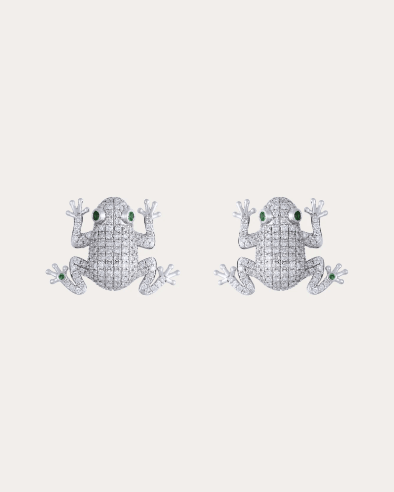Nelly Rojas Women's Diamond Amazonica Frog Stud Earrings in White Gold 18K Gold