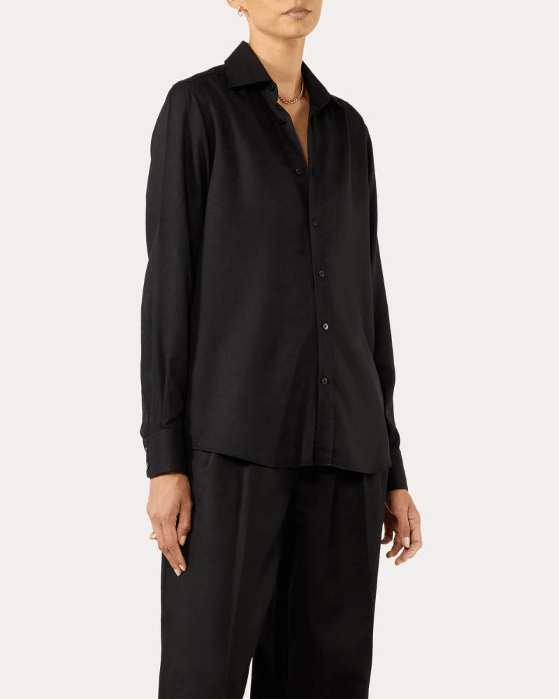 With Nothing Underneath Women's The Boyfriend Tencel Shirt in Black