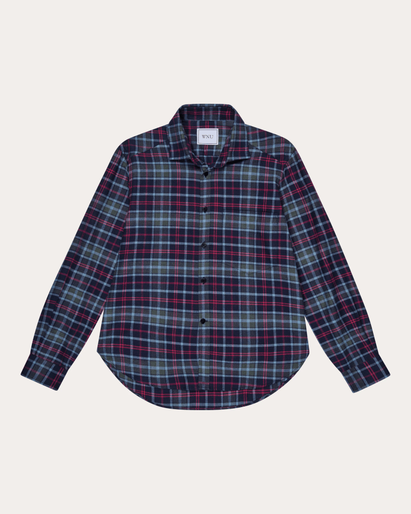 With Nothing Underneath Women's The Classic Brushed Plaid Cotton Wool Shirt Wool/Cotton/Denim