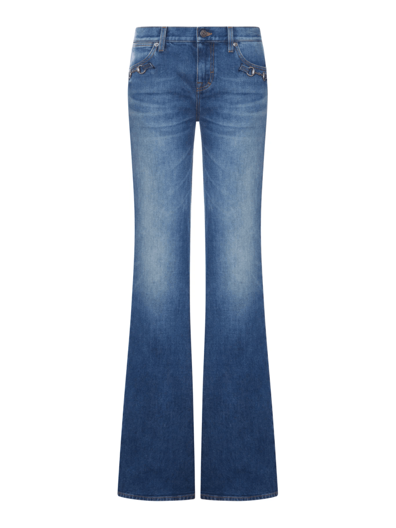 STRETCH COTTON JEANS WITH HOOK - Gucci - Woman