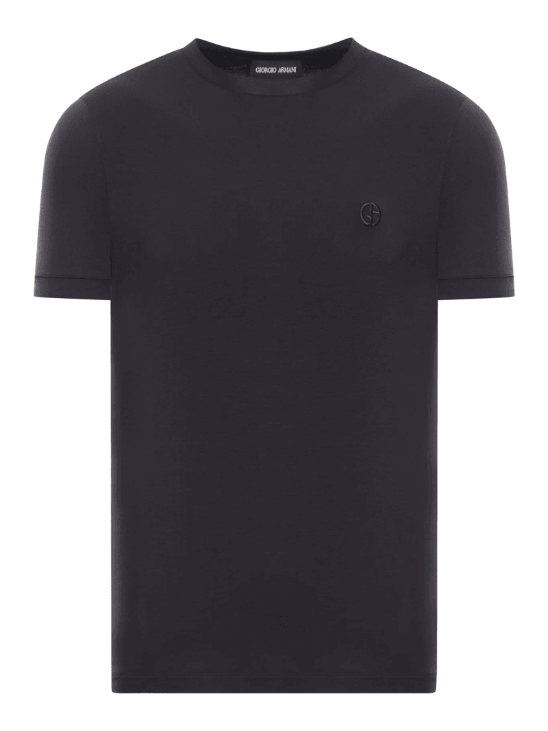 CREWNECK SHORT SLEEVED SWEATER IN STRETCH VISCOSE JERSEY - Giorgio Armani - Man