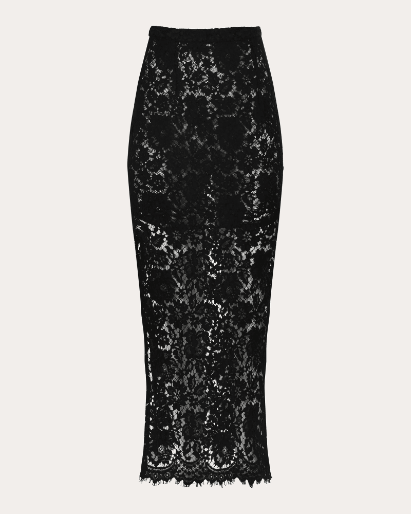 Francesca Miranda Women's Siena Sheer Lace Maxi Skirt in Black Cotton