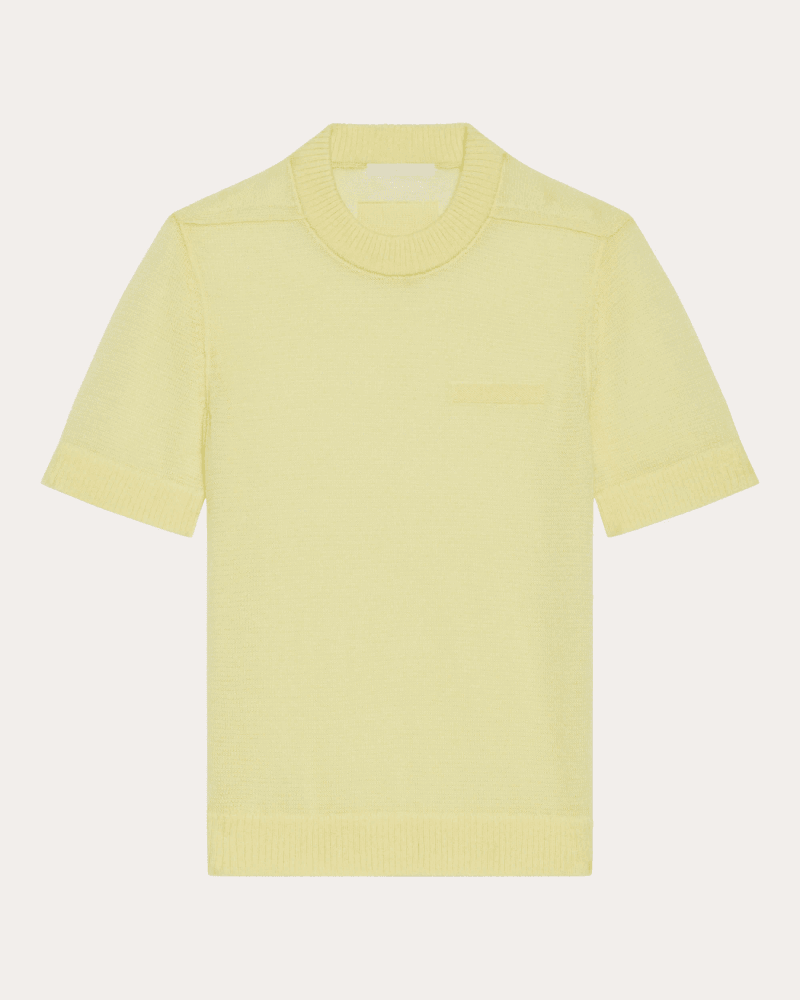Helmut Lang Women's Sheer Wool Knit Baby T-Shirt in Yellow Wool/Polyamide