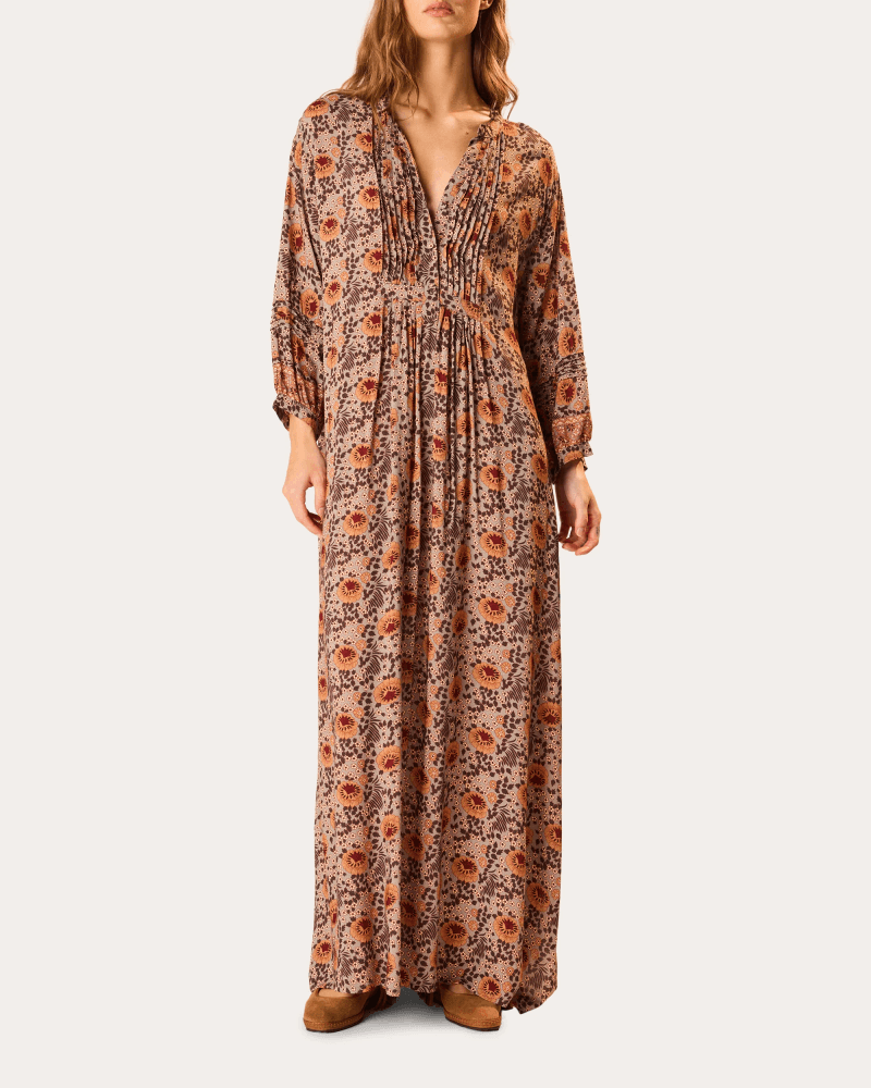 Natalie Martin Women's Sammie Floral Pleated Button-Front Maxi Dress Rayon