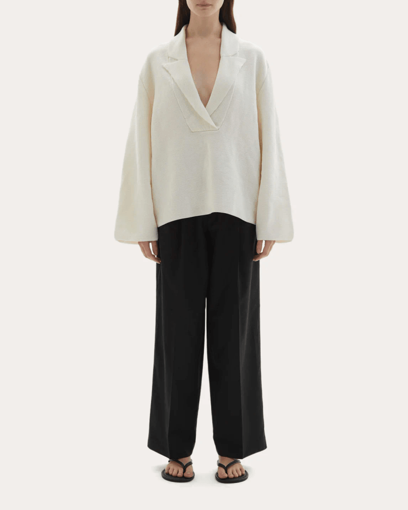 JOAEN Women's Thea Wool Knit Blazer Sweater in White