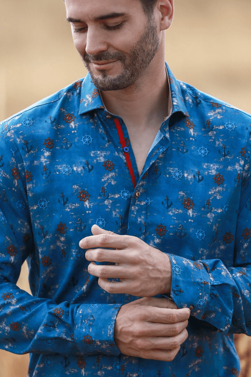 NAUTICAL TENCEL PRINT SHIRT