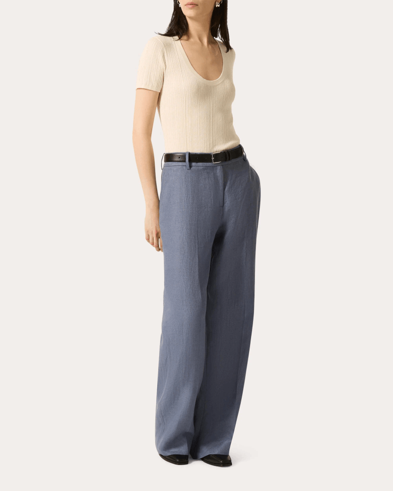 Argent Women's Ribbed Silk-Cotton Scoop Neck T-Shirt in White Cotton/Silk