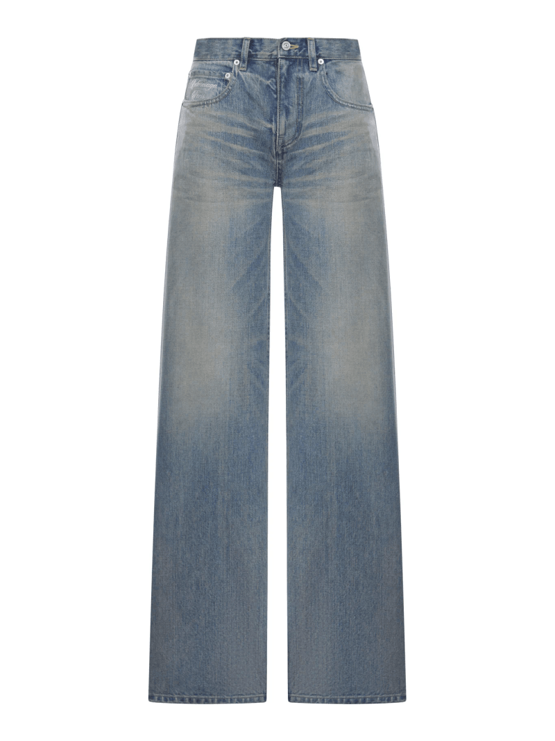 ORGANIC COTTON DENIM WIDE-LEG BAGGY TROUSERS - Balenciaga - Woman