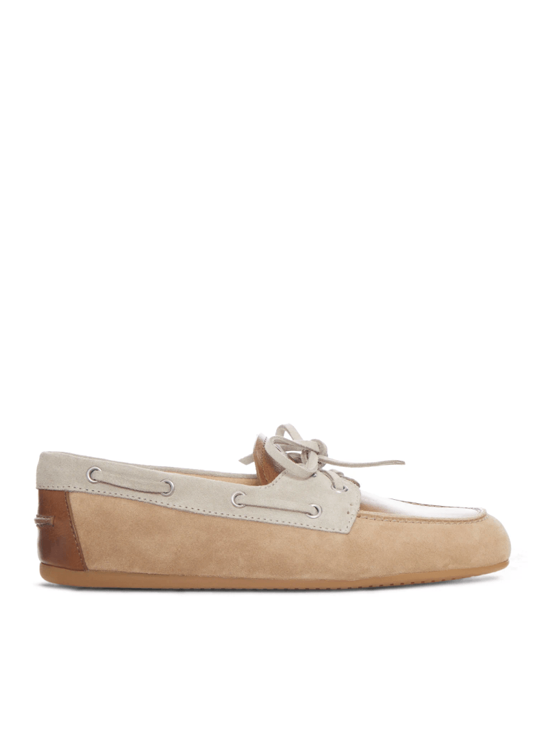 UNLINED LEATHER AND SUEDE LOAFERS - Miu Miu - Woman