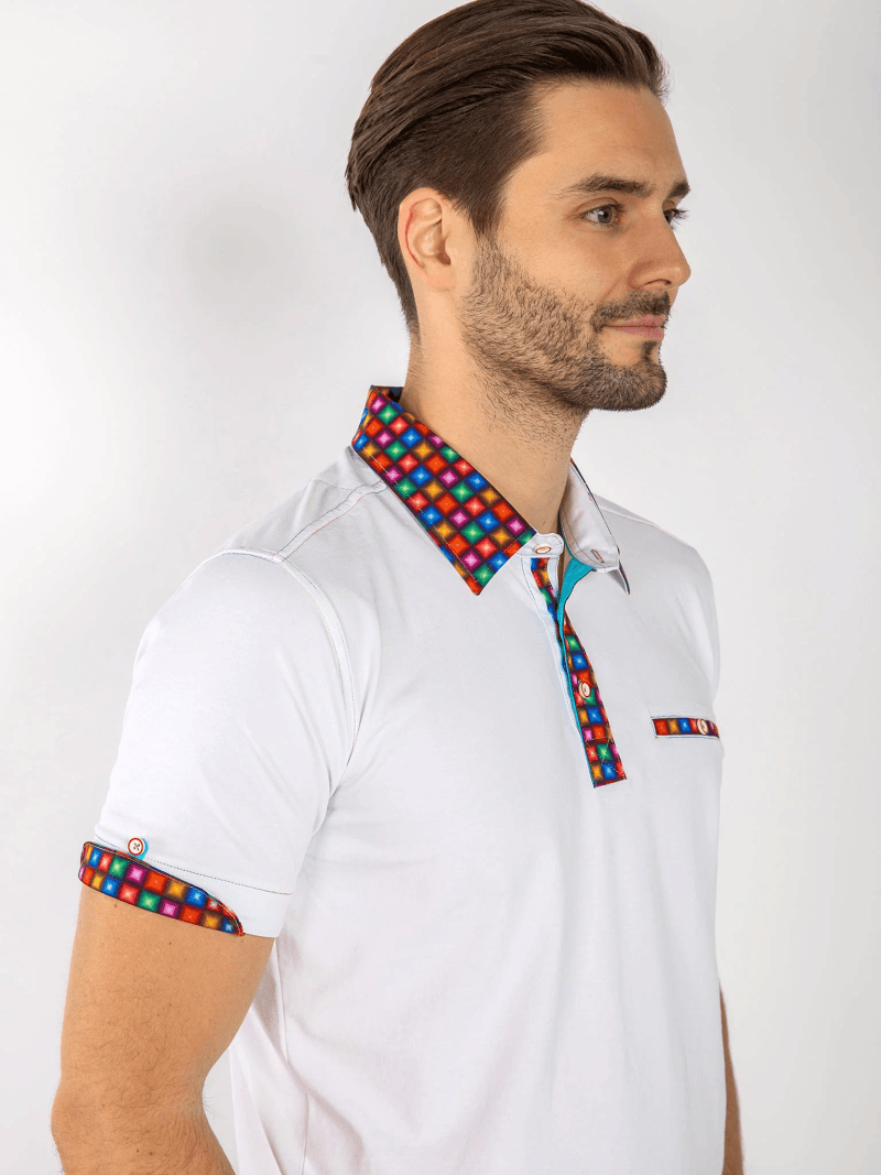 SIGNATURE POLO SHIRT WITH SQUARES INSERT