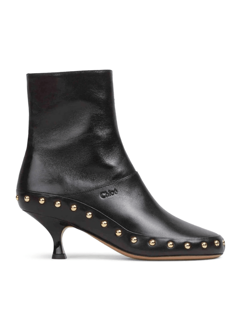 JUNIE LEATHER BOOTS WITH STUDDED DETAILS - Chloe` - Woman