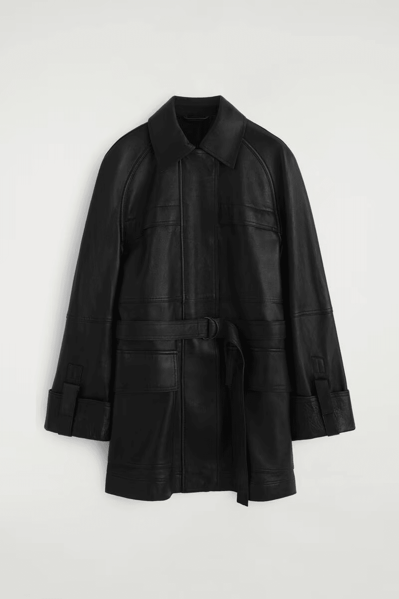 Belted Leather Workwear Jacket