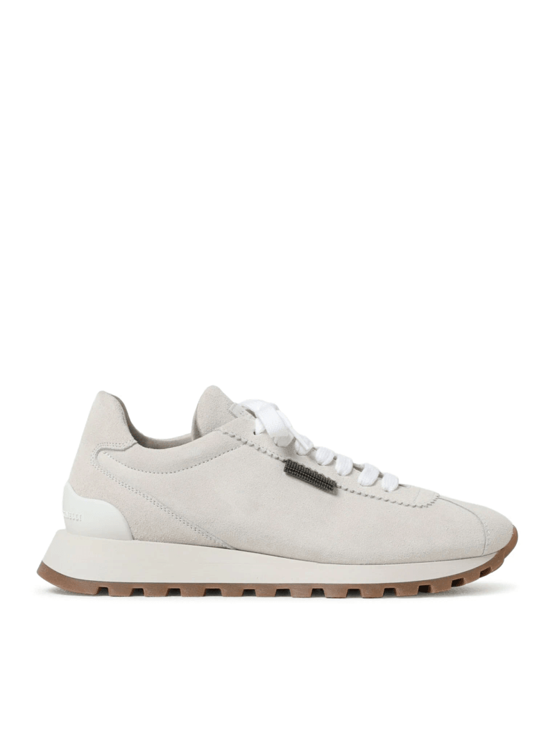 SUEDE RUNNERS WITH SHINY TAB - Brunello Cucinelli - Woman