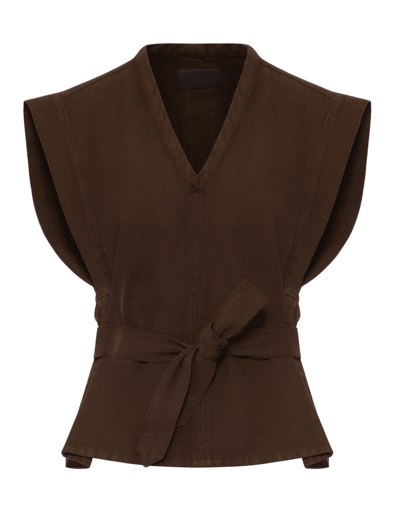DENIM TOP WITH WAIST BELT - Lemaire - Woman