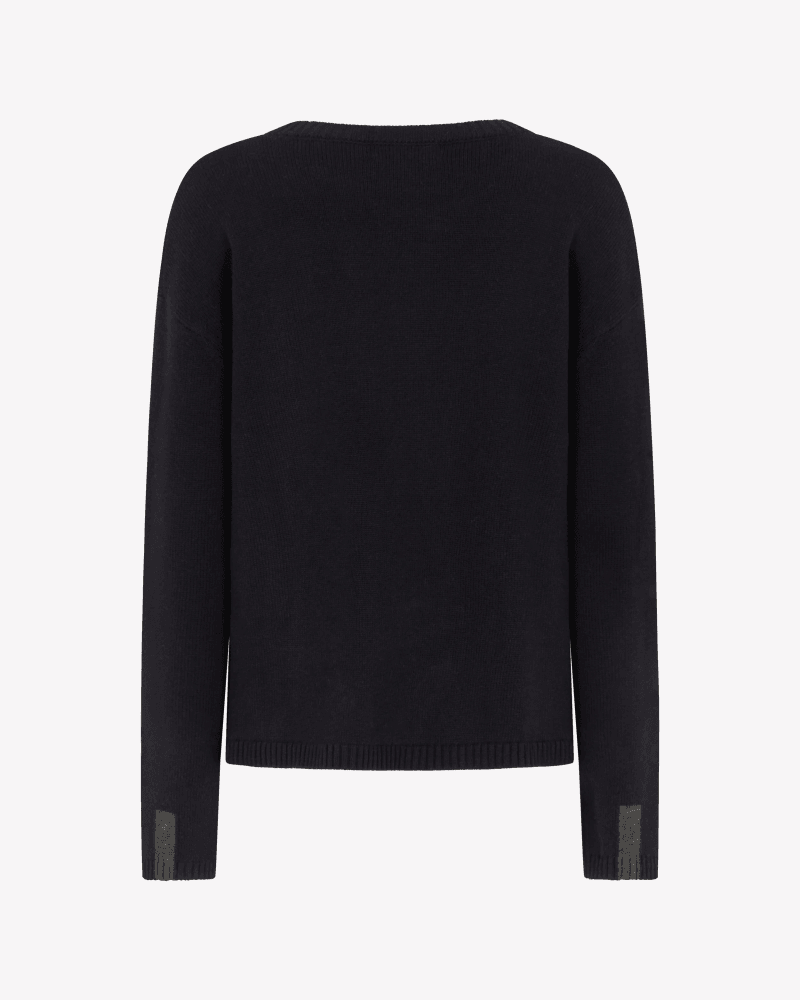 Merino Wool Relaxed Fit Jumper - Navy Blue