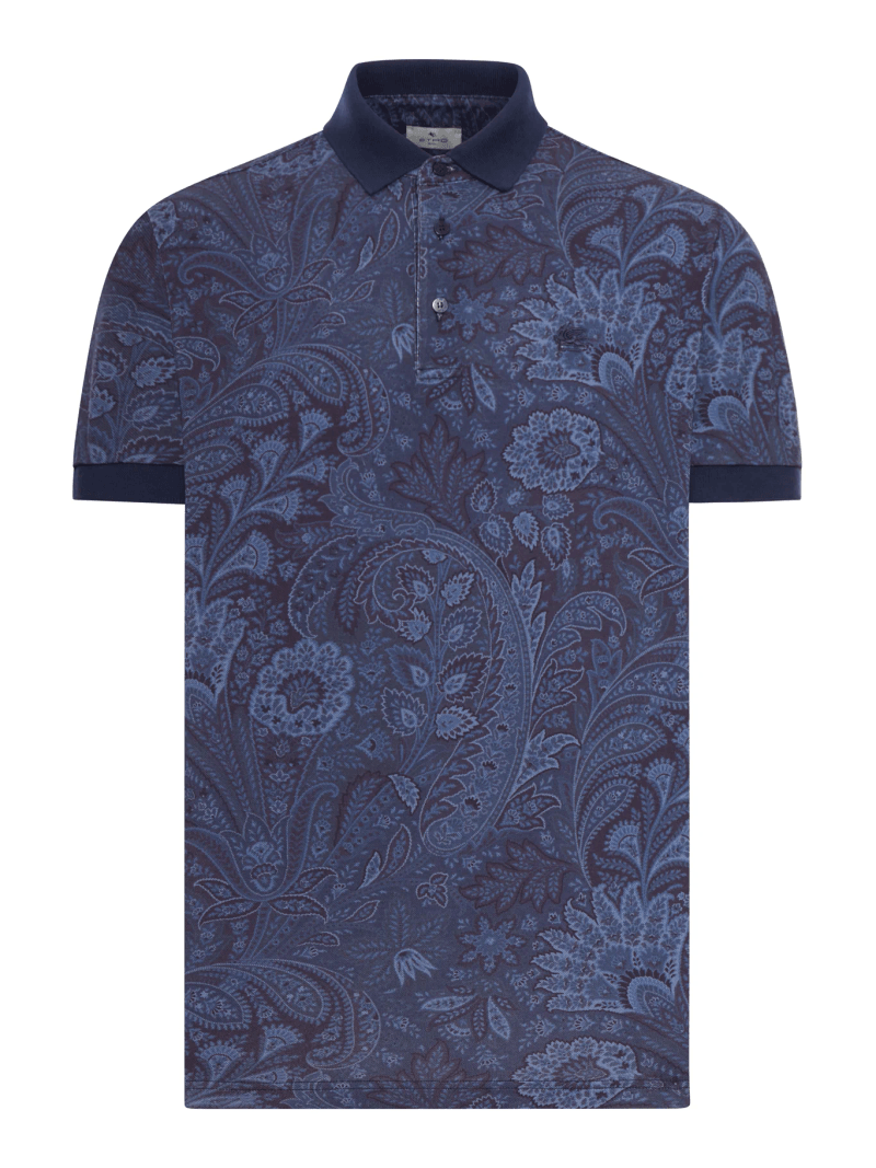 COTTON PIQUET POLO SHIRT WITH PAISLEY PRINT - Etro - Man