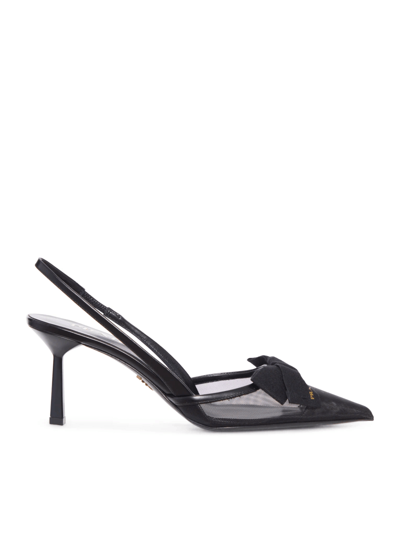 MESH BOW SLINGBACK PUMPS - Prada - Woman