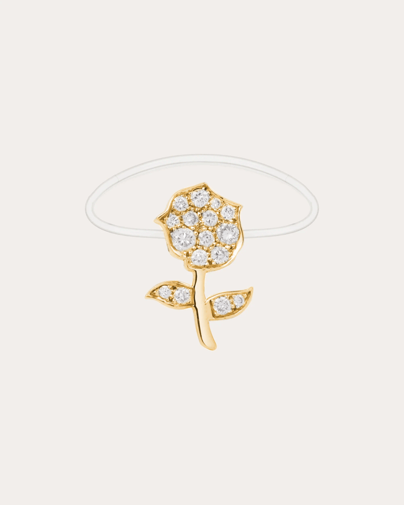 MYSTERYJOY Women's Diamond & 18k Gold Rose Antique Ring in Yellow Gold Nylon