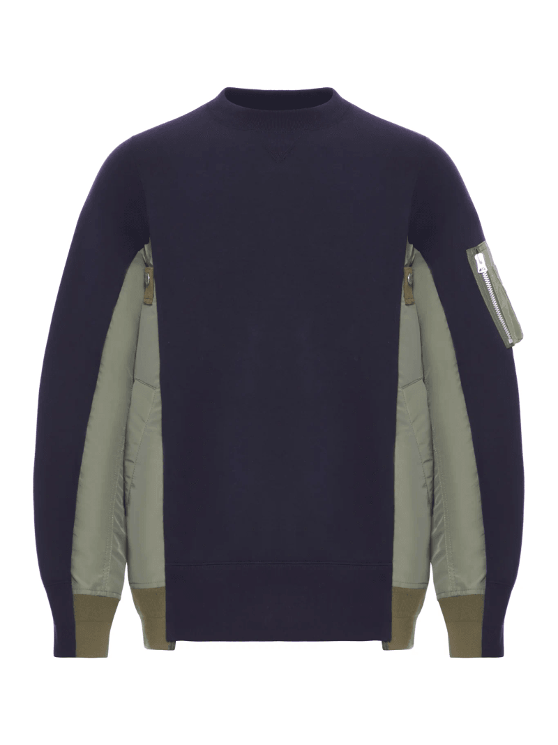 COTTON BLEND SWEATSHIRT WITH NYLON DETAILS APPLIED - Sacai - Man