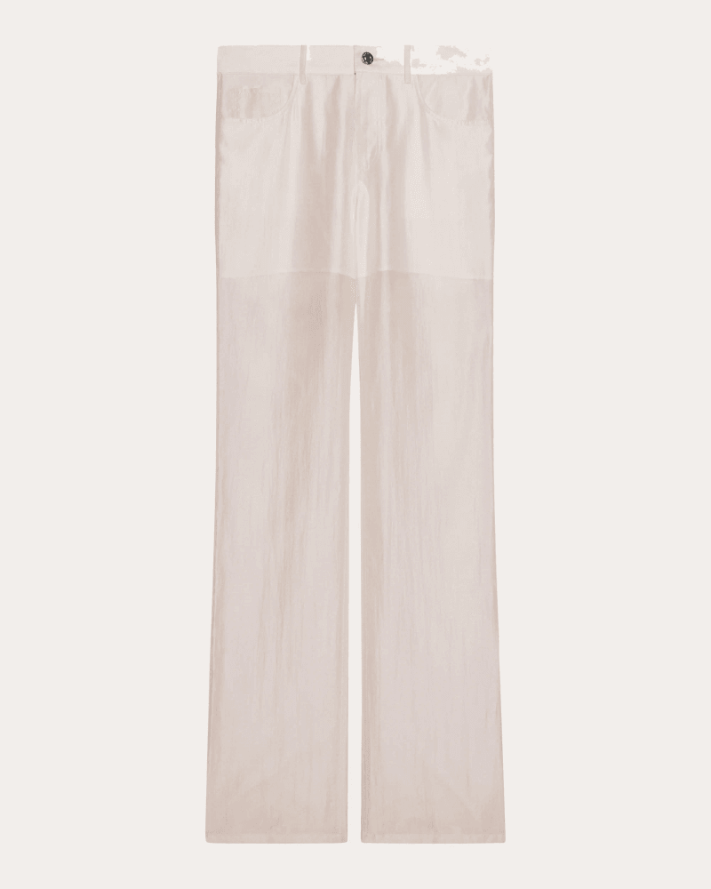Helmut Lang Women's Sheer Voile Bootcut Trousers in White Polyester/Tencel/Lyocell