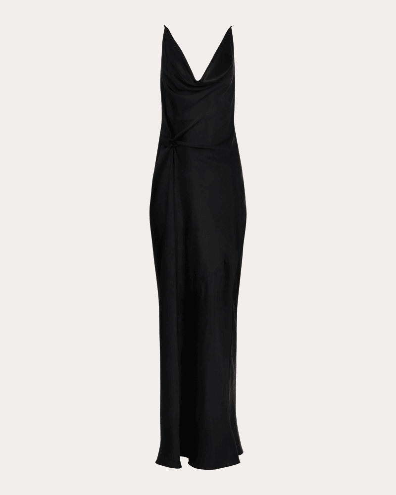 Francesca Miranda Women's Knot Drop Silk Draped Gown in Black