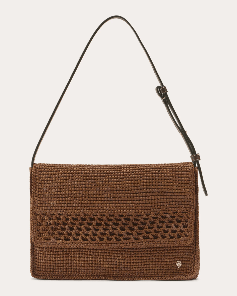 Helen Kaminski Women's Poppy Crocheted Raffia Crossbody Bag in Brown Leather/Raffia