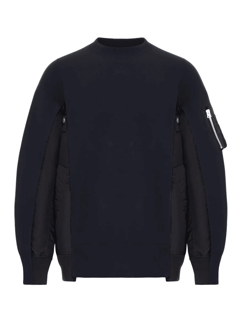 COTTON BLEND SWEATSHIRT WITH NYLON DETAILS APPLIED - Sacai - Man