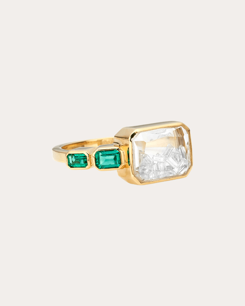 Moritz Glik Women's Emerald & Diamond 18k Gold Bala Shaker Ring
